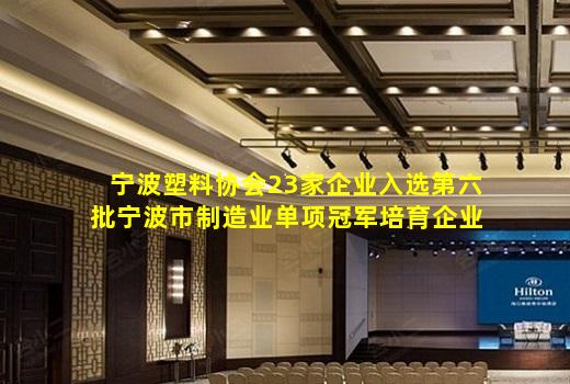 kaiyun官网-宁波塑料协会23家企业入选第六批宁波市制造业单项冠军培育企业