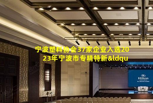 kaiyun官网-宁波塑料协会37家企业入选2023年宁波市专精特新“小巨人”重点培育企业